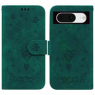 For Google Pixel 8 Butterfly Rose Embossed Leather Phone Case(Green)