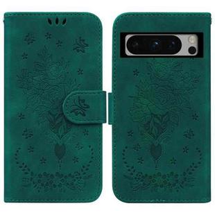 For Google Pixel 8 Pro Butterfly Rose Embossed Leather Phone Case(Green)