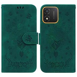 For Honor X5 Butterfly Rose Embossed Leather Phone Case(Green)