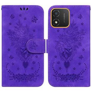 For Honor X5 Butterfly Rose Embossed Leather Phone Case(Purple)