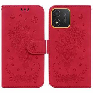 For Honor X5 Butterfly Rose Embossed Leather Phone Case(Red)