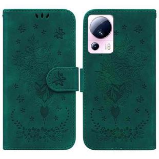 For Xiaomi 13 Lite / Civi 2 Butterfly Rose Embossed Leather Phone Case(Green)