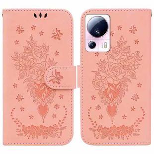 For Xiaomi 13 Lite / Civi 2 Butterfly Rose Embossed Leather Phone Case(Pink)