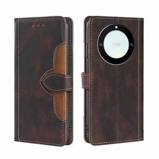 For Honor X40 Skin Feel Magnetic Buckle Leather Phone Case(Brown)