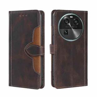 For OPPO Find X6 5G Skin Feel Magnetic Buckle Leather Phone Case(Brown)