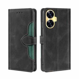 For Realme C55 4G Skin Feel Magnetic Buckle Leather Phone Case(Black)