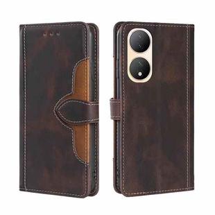 For vivo Y100 5G Skin Feel Magnetic Buckle Leather Phone Case(Brown)