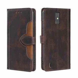 For ZTE Blade A32 Skin Feel Magnetic Buckle Leather Phone Case(Brown)