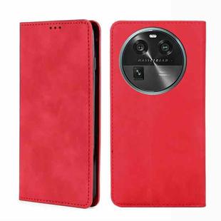 For OPPO Find X6 5G Skin Feel Magnetic Horizontal Flip Leather Phone Case(Red)
