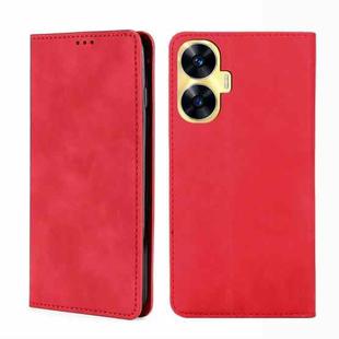 For Realme C55 4G Skin Feel Magnetic Horizontal Flip Leather Phone Case(Red)