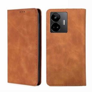 For Realme GT Neo 5 / GT3 / GT Neo 5 240W Skin Feel Magnetic Horizontal Flip Leather Phone Case(Light Brown)