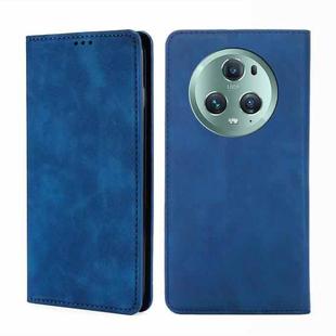 For Honor Magic5 Pro Skin Feel Magnetic Horizontal Flip Leather Phone Case(Blue)