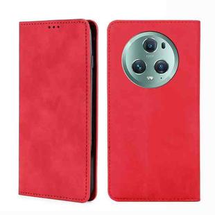 For Honor Magic5 Pro Skin Feel Magnetic Horizontal Flip Leather Phone Case(Red)