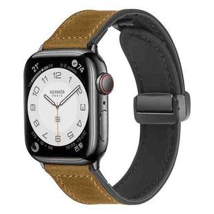 Magnetic Folding Silicone Leather Watch Band For Apple Watch Ultra 49mm / Series 8&7 45mm / SE 2&6&SE&5&4 44mm / 3&2&1 42mm (Light Brown)