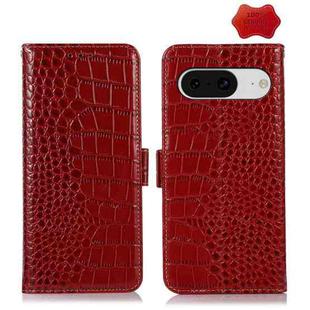 For Google Pixel 8 Crocodile Top Layer Cowhide Leather Phone Case(Red)