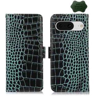 For Google Pixel 8 Crocodile Top Layer Cowhide Leather Phone Case(Green)