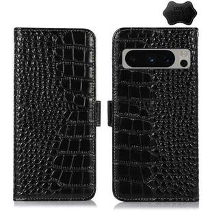 For Google Pixel 8 Pro Crocodile Top Layer Cowhide Leather Phone Case(Black)