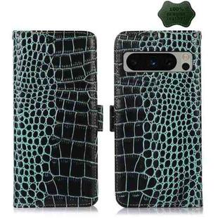 For Google Pixel 8 Pro Crocodile Top Layer Cowhide Leather Phone Case(Green)