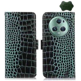 For Honor Magic5 Pro Crocodile Top Layer Cowhide Leather Phone Case(Green)
