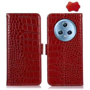 For Honor Magic5 Crocodile Top Layer Cowhide Leather Phone Case(Red)