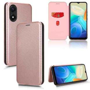 For vivo Y02s Carbon Fiber Texture Flip Leather Phone Case(Pink)