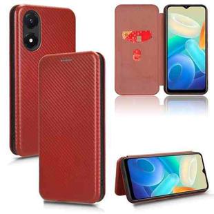For vivo Y02s Carbon Fiber Texture Flip Leather Phone Case(Brown)