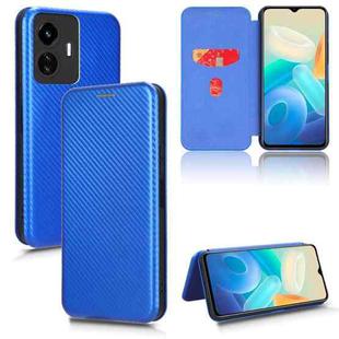 For vivo Y77 5G Carbon Fiber Texture Flip Leather Phone Case(Blue)