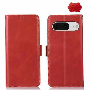 For Google Pixel 8 Crazy Horse Top Layer Cowhide Leather Phone Case(Red)