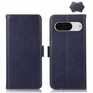 For Google Pixel 8 Crazy Horse Top Layer Cowhide Leather Phone Case(Blue)