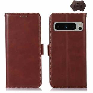 For Google Pixel 8 Pro Crazy Horse Top Layer Cowhide Leather Phone Case(Brown)