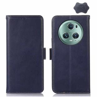 For Honor Magic5 Pro Crazy Horse Top Layer Cowhide Leather Phone Case(Blue)