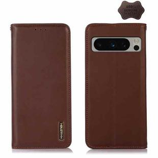 For Google Pixel 8 Pro KHAZNEH Nappa Top Layer Cowhide Leather Phone Case(Brown)