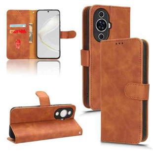 For Huawei nova 11 Skin Feel Magnetic Flip Leather Phone Case(Brown)