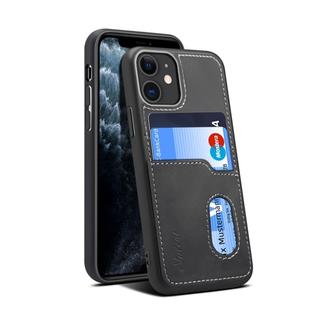 For iPhone 11 H09 TPU + PU Leather Anti-fall Protective Case with Card Slots(Black)