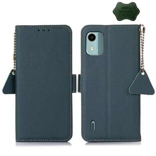 For Nokia C12 4G Side-Magnetic TJ Genuine Leather RFID Phone Case(Green)