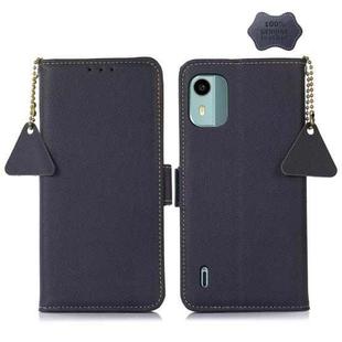 For Nokia C12 4G Side-Magnetic TJ Genuine Leather RFID Phone Case(Blue)