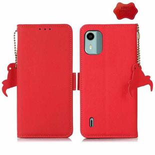 For Nokia C12 4G Side-Magnetic TJ Genuine Leather RFID Phone Case(Red)