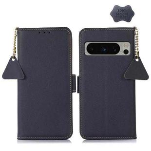 For Google Pixel 8 Pro Side-Magnetic TJ Genuine Leather RFID Phone Case(Blue)