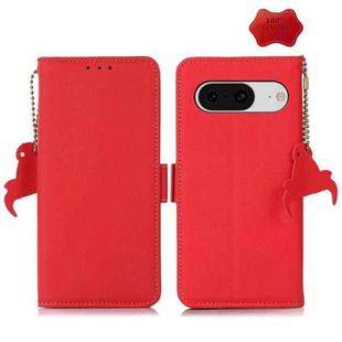 For Google Pixel 8 Side-Magnetic TJ Genuine Leather RFID Phone Case(Red)