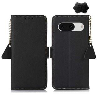 For Google Pixel 8 Side-Magnetic TJ Genuine Leather RFID Phone Case(Black)