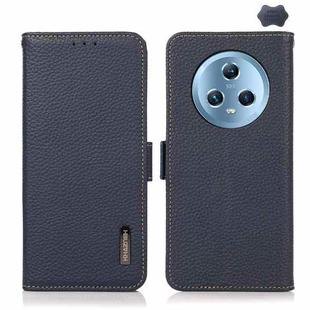 For Honor Magic5 KHAZNEH Side-Magnetic Litchi Genuine Leather RFID Phone Case(Blue)