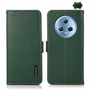 For Honor Magic5 KHAZNEH Side-Magnetic Litchi Genuine Leather RFID Phone Case(Green)