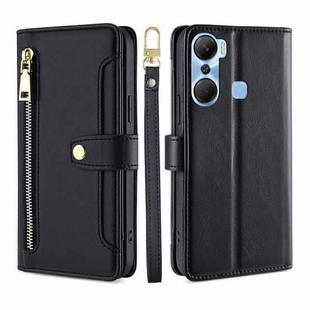 For Infinix Hot 12 Pro Sheep Texture Cross-body Zipper Wallet Leather Phone Case(Black)