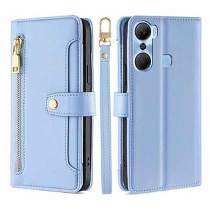 For Infinix Hot 12 Pro Sheep Texture Cross-body Zipper Wallet Leather Phone Case(Blue)