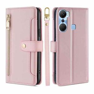 For Infinix Hot 12 Pro Sheep Texture Cross-body Zipper Wallet Leather Phone Case(Pink)