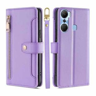 For Infinix Hot 12 Pro Sheep Texture Cross-body Zipper Wallet Leather Phone Case(Purple)