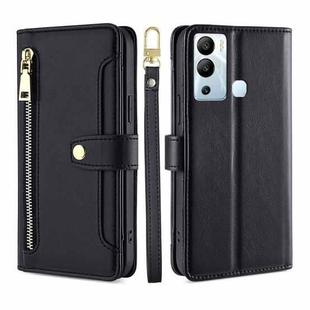 For Infinix Hot 12i Sheep Texture Cross-body Zipper Wallet Leather Phone Case(Black)