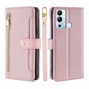 For Infinix Hot 12i Sheep Texture Cross-body Zipper Wallet Leather Phone Case(Pink)