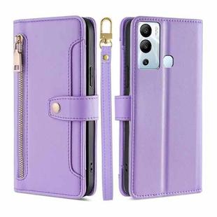 For Infinix Hot 12i Sheep Texture Cross-body Zipper Wallet Leather Phone Case(Purple)