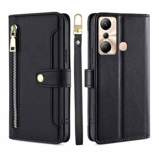 For Infinix Hot 20i Sheep Texture Cross-body Zipper Wallet Leather Phone Case(Black)